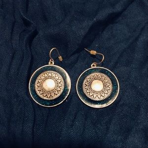 Blue and silver sun earrings
